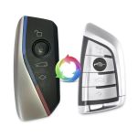 Carcasa cheie BMW FEM 4 butoane, negru cu insertie metalica, model nou