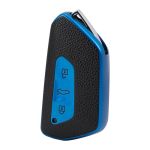 Husă cheie auto VW Golf 8 SmartKey 3 butoane, TPU premium, aspect piele, albastră