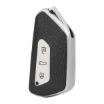 Husă cheie auto VW Golf 8 SmartKey 3 butoane, TPU cu aspect piele, gri