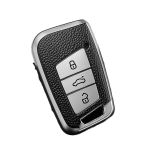 Husă cheie auto SmartKey compatibilă VW Passat B8 și Arteon, TPU gri aspect piele