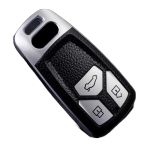 Husă pentru cheie Audi A4 SmartKey din TPU, aspect piele, gri, 3 butoane