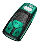 Husă cheie Audi A4 SmartKey din TPU, aspect piele, verde, protecție premium