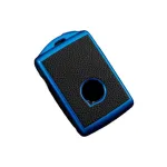 Husă cheie Volvo Smartkey TPU albastră, aspect piele, pentru XC90/XC60/XC40 (2015+)