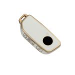 Husă cheie BMW Smartkey 2023 din TPU, albă cu contur auriu, premium