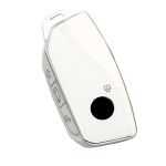 Husă cheie BMW Smartkey 2023 (G70/G09) din TPU, albă cu contur silver