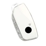 Husă cheie BMW Smartkey 2023 (G70/G09) din TPU, albă cu contur silver