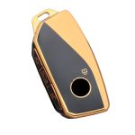 Husă cheie smartkey compatibilă BMW 2023, TPU negru cu contur auriu