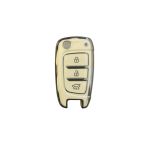 Husă cheie Hyundai tip briceag, TPU alb cu contur silver, 3 butoane (2017+)