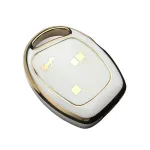 Husă cheie pentru Ford Focus/Mondeo, 3 butoane, TPU alb cu contur auriu