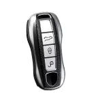 Husă cheie Porsche Smartkey model nou, 3 butoane, TPU aspect piele, gri
