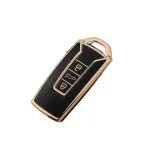 Husă cheie VW Touareg 2020-2023 SmartKey, 3 butoane, TPU negru cu contur auriu