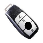Husă cheie Mercedes SmartKey 3 butoane, TPU cu aspect piele, Silver (model nou)