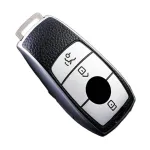 Husă cheie Mercedes SmartKey 3 butoane, TPU cu aspect piele, Silver (model nou)
