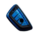 Husă cheie BMW Smartkey 3/4 butoane Seria G, TPU cu aspect piele, albastru