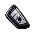 Husă cheie BMW Smartkey 3/4 butoane Seria G, TPU cu aspect piele, gri silver