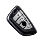 Husă cheie BMW Smartkey 3/4 butoane Seria G, TPU cu aspect piele, gri silver
