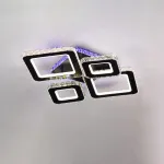 Lustră LED TERRANO 162W RGB cu telecomandă, 4 pătrate, cristale, negru, dimabilă