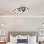 Lustra LED cu telecomanda ZOE 27W, 2 Patrate, lumina Rece/Calda/Neutra, Dimabila, Negru