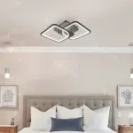 Lustră LED ZOE 27W cu telecomandă, 2 pătrate, dimabilă, negru mat