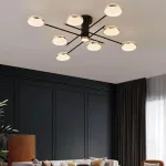 Lustră LED MISEL 154W cu telecomandă, 9 elemente, dimabilă, negru-auriu