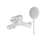 Baterie pentru cadă Mixxus DAX-009 White din oțel inoxidabil, set duș inclus