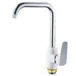 Baterie de bucătărie Mixxus Missouri 014-G albă, monocomandă, înaltă, din alamă