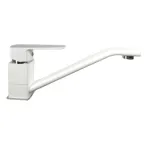 Baterie de bucătărie albă Mixxus Missouri 555 din alamă, monocomandă, pipă lungă