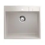 Chiuvetă de bucătărie din compozit ECOSTONE ES-15-331, alb-crem, cu cuvă mare