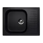 Chiuvetă de bucătărie din compozit negru ECOSTONE ES-18-308, cu picurător