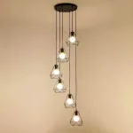 Lustră pendul STRUKTUR formă diamant, 6xE27, metal negru, pentru living și bucătărie