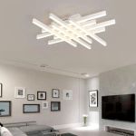 Lustra LED cu telecomanda MORA 160W, 8 Elemente, Liniara, lumina Rece/Calda/Neutra, Dimabila, Alb