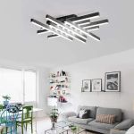 Lustră LED liniară MORA 160W cu telecomandă, 8 elemente, dimabilă, negru