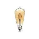 Bec LED cu filament ST64 E27 4W, lumină caldă, sticlă galbenă