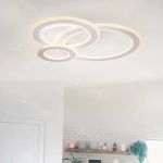 Lustra LED KYLIE 77W, 3 Cercuri, lumina Rece/Calda/Neutra, Alb