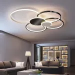 Lustră LED KILLIAN 74W cu telecomandă, 6 cercuri, dimabilă, 3000K-6000K
