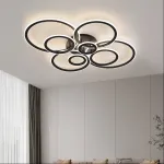 Lustră LED BETTY 127W cu telecomandă, 8 cercuri, dimabilă, negru elegant