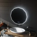 Oglindă LED rotundă 70 cm VIVO cu touch, dimabilă și sistem de dezaburire