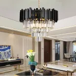 Candelabru din cristal BLOIS Eleganza, negru, 8xE14, Ø50 cm, înălțime reglabilă