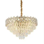 Candelabru din cristal Villante auriu lucios, 10xE27, pentru living și dormitor