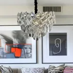 Candelabru din cristal Windsor Nobile, 5xE14, Ø39 cm, crom lucios, înălțime reglabilă