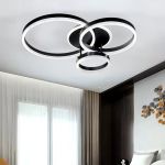 Lustra LED cu telecomanda LT511/30+40+50BK, 94W, 3 Cercuri, lumina Rece/Calda/Neutra, Dimabila, Negru