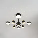 Lustră LED NOVA 87W cu telecomandă, 8 elemente, dimabilă, 3 culori, negru