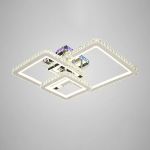 Lustra LED cu telecomanda si cristal JUSTIN RGB 106W, 3 Patrate, lumina Rece/Calda/Neutra, Dimabila, Crom Lucios