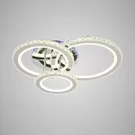 Lustră LED Nova Rotonda RGB 73W cu telecomandă, 3 cercuri, cristal, crom lucios