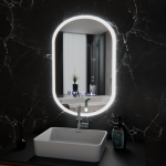 Oglinda LED Ovala, 50x80cm, Lucia Senzor Marcello, Sistem Dezaburire, Ceas & Termometru, Dimabila