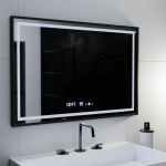 Oglinda LED Rectangulara, 120x80cm, Verite Majeste Noir Motion Glow Marcello, Sistem Dezaburire, Ceas & Termometru, Dimabila
