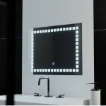 Oglindă LED pentru baie 80x60 cm, touch, model Grid Light, IP44