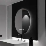 Oglindă LED rotundă 80 cm Marcello Serenite MotionGlow, cu dezaburire, ceas și termometru