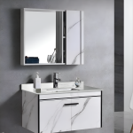 Set Mobilier pentru Baie CORFU, 80x48cm, 2 Piese, Negru si Alb