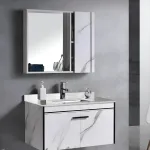 Set Mobilier pentru Baie CORFU, 80x48cm, 2 Piese, Negru si Alb